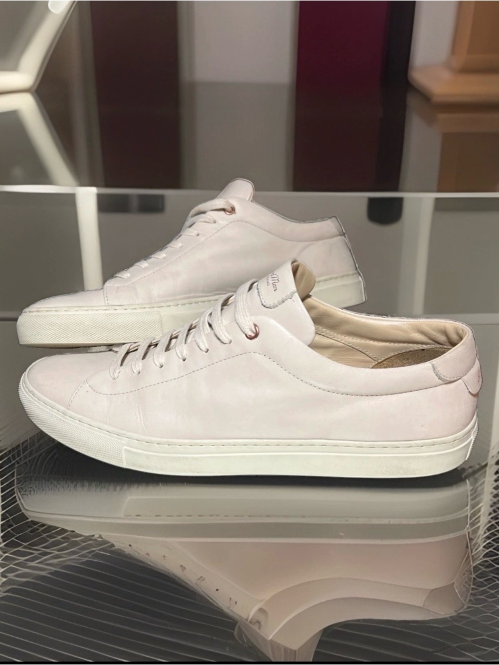 Good Man Brand Mens Edge Low Top Sneakers Cream Leather Lace Up Shoes Size 13
